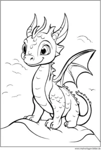 malvorlage-drache-auf-einem-berg