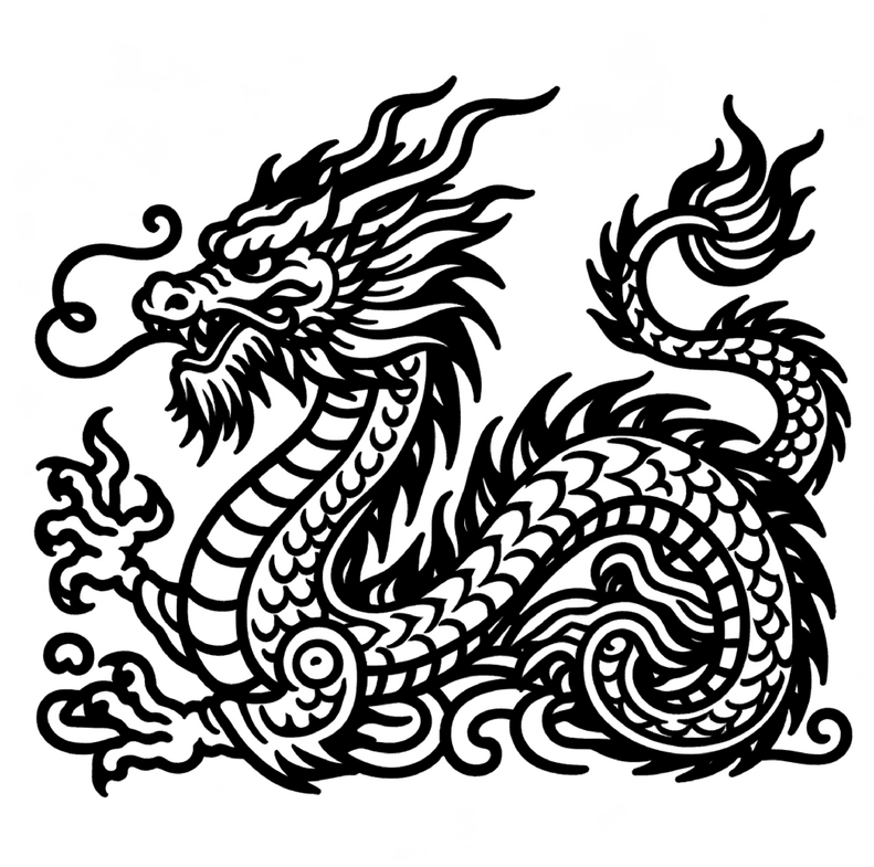 malvorlage-drache-geschwungene-linien-details