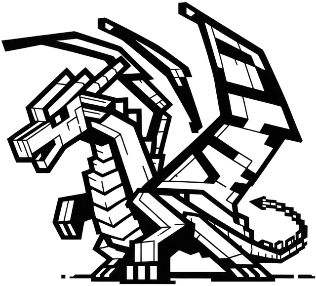 malvorlage-drache-mit-geometrischen-formen