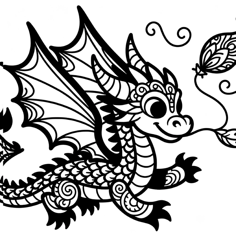 malvorlage-drache-mit-verschoenerungen