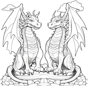 malvorlage-drachen-auf-felsen-ausmalbild
