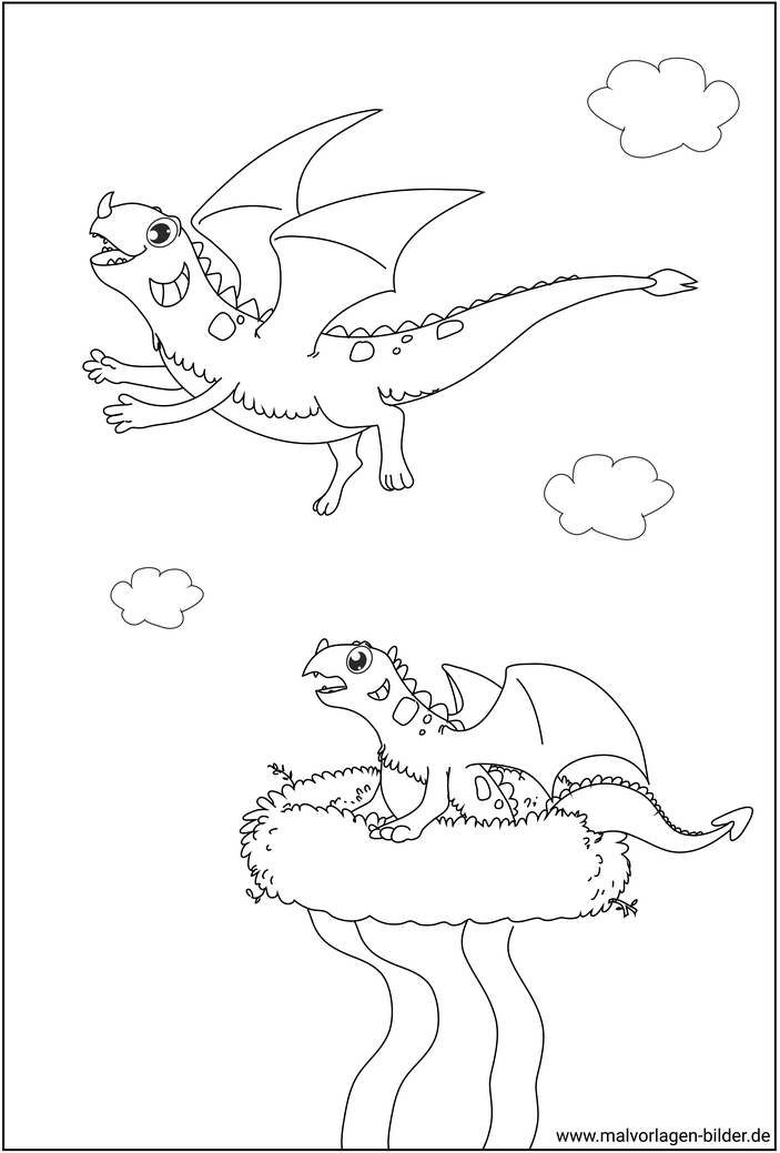 malvorlage-drachen-ausmalbild-fliegen