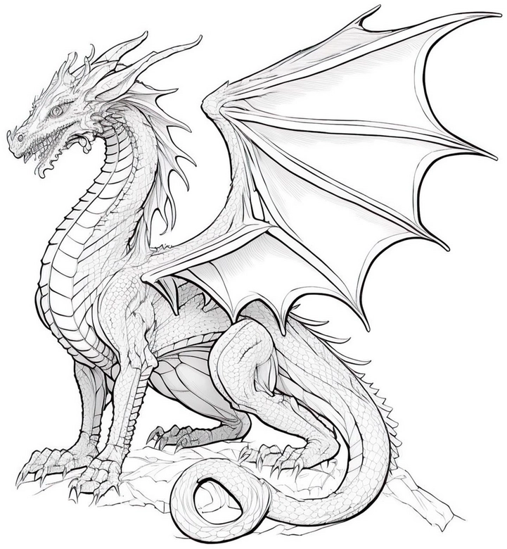 malvorlage-drachen-mit-ausgebreiteten-fluegeln