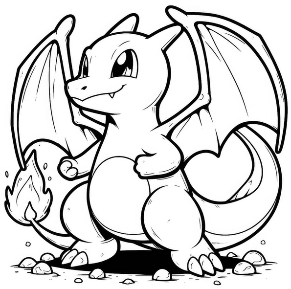 malvorlage-drachen-mit-fluegel-und-feuer