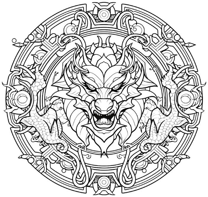 malvorlage-drachenkopf-im-mandala-stil