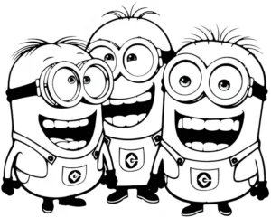 malvorlage-drei-froehliche-minions-zum-ausmalen
