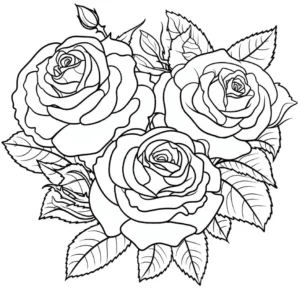 malvorlage-drei-grosse-rosen-blumen