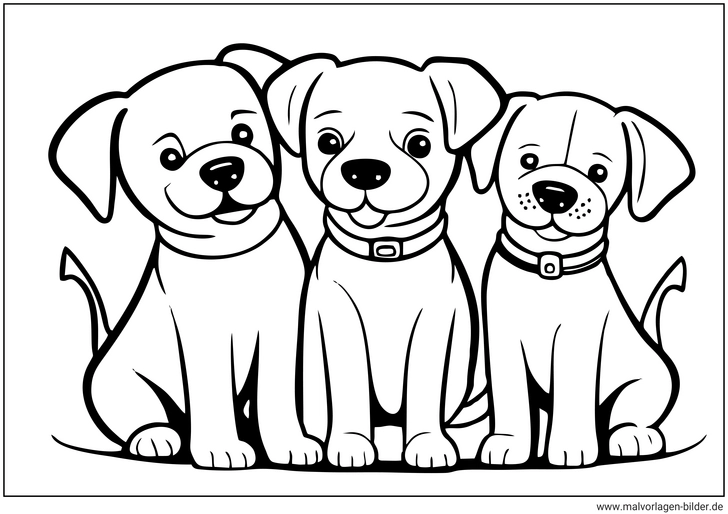 malvorlage-drei-hunde-ausmalen