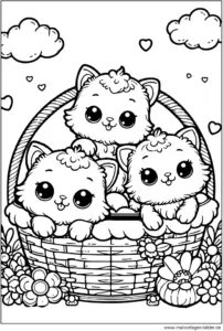malvorlage-drei-katzenbabys-im-korb