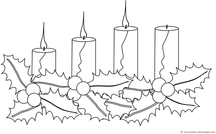 malvorlage-drei-kerzen-weihnachtsgruen