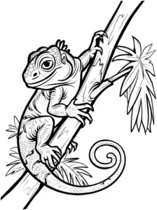 malvorlage-eidechse-am-baumstamm