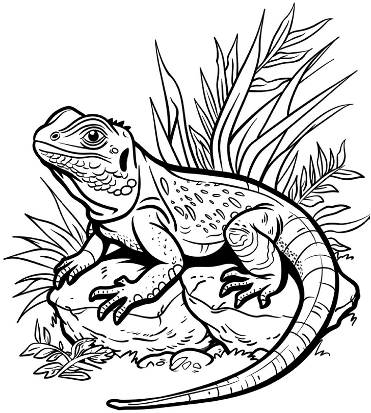 malvorlage-eidechse-in-natur-umgebung