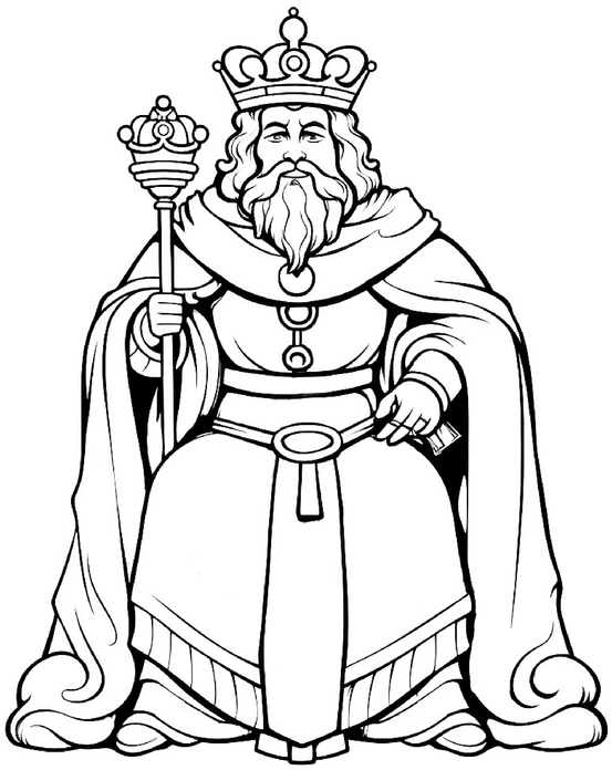 malvorlage-eines-koenigs-mit-zepter-und-krone