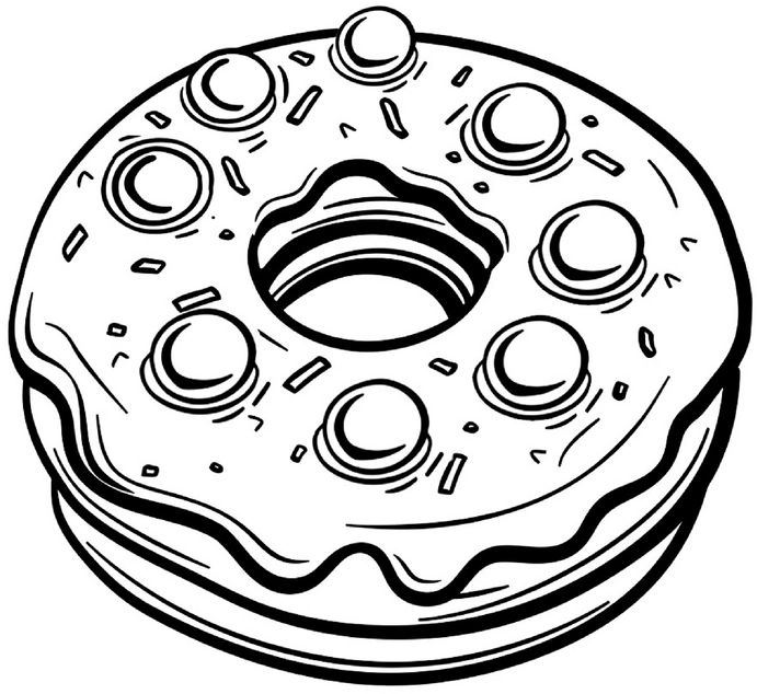 malvorlage-eines-suessem-donuts-mit-bunten-streuseln