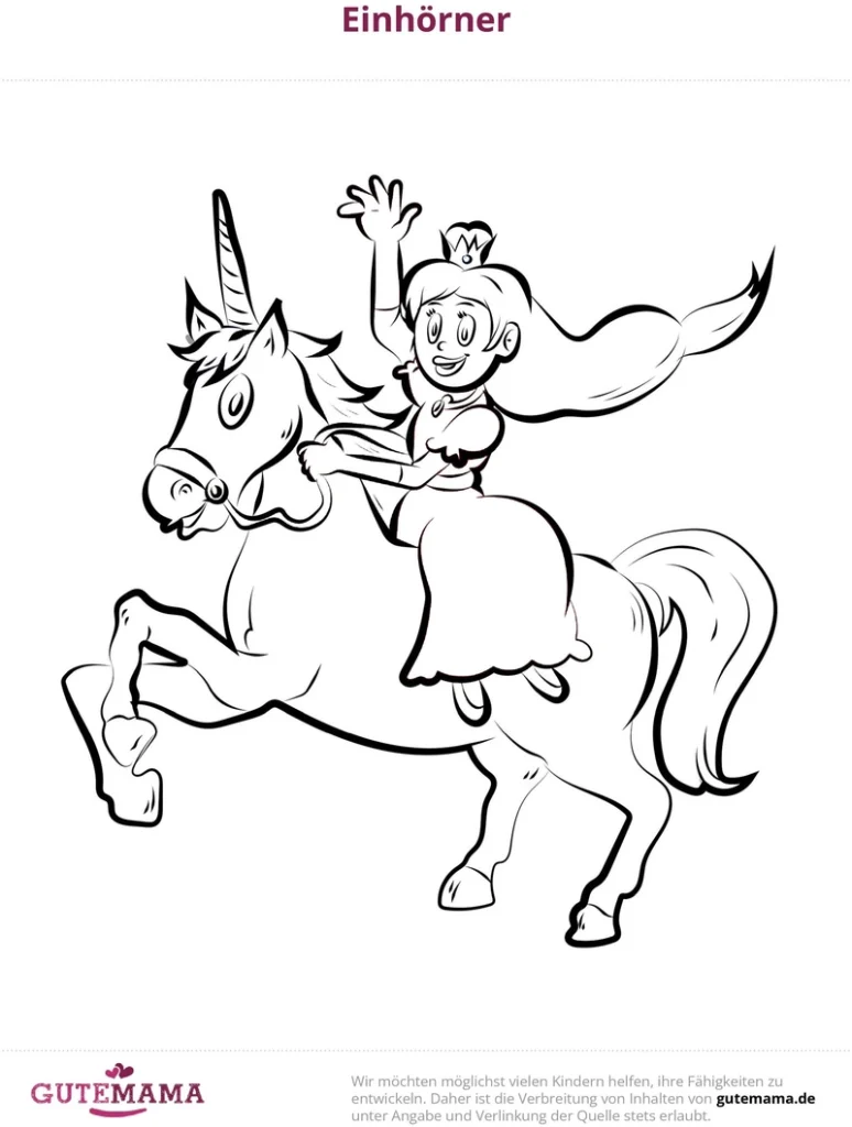 malvorlage-einhoerner-mit-maedchen-auf-einhorn