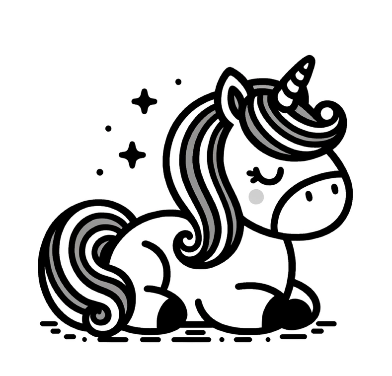 malvorlage-einhorn-mit-funkelnden-sternen