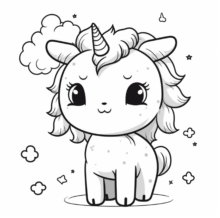 malvorlage-einhorn-mit-sternen-und-wolken