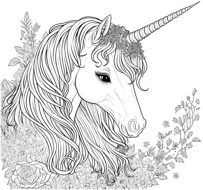 malvorlage-einhorn-und-blumen