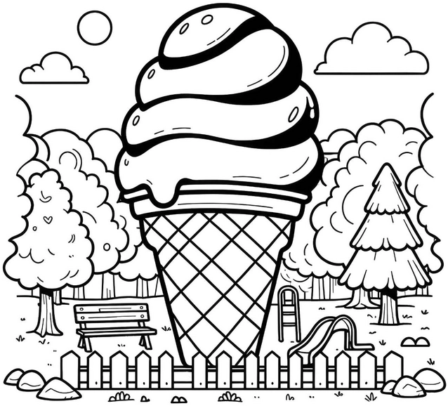 malvorlage-eis-im-park-ausmalbild