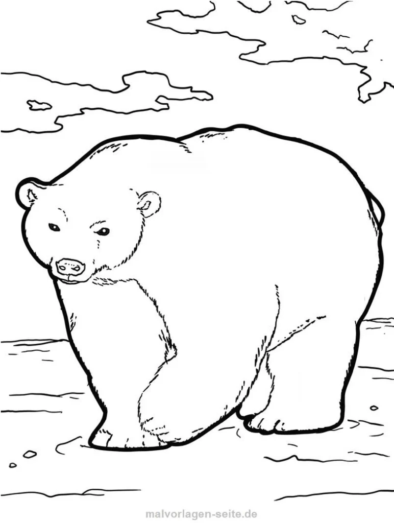 malvorlage-eisbaer-in-der-natur-zum-ausmalen