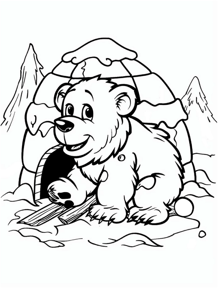 malvorlage-eisbaer-vor-iglu-im-winter