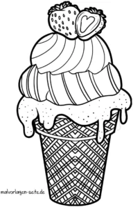 malvorlage-eisbecher-mit-erdbeeren-und-schokoladensauce