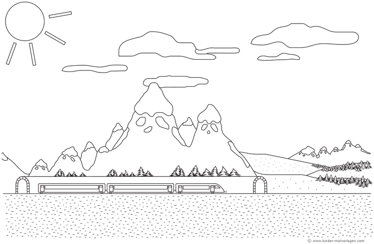 malvorlage-eisenbahn-und-berge-in-einer-malerischen-landschaft