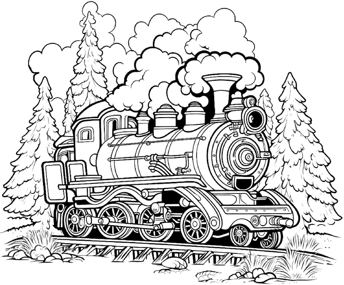 malvorlage-eisenbahnlokomotive-in-der-natur