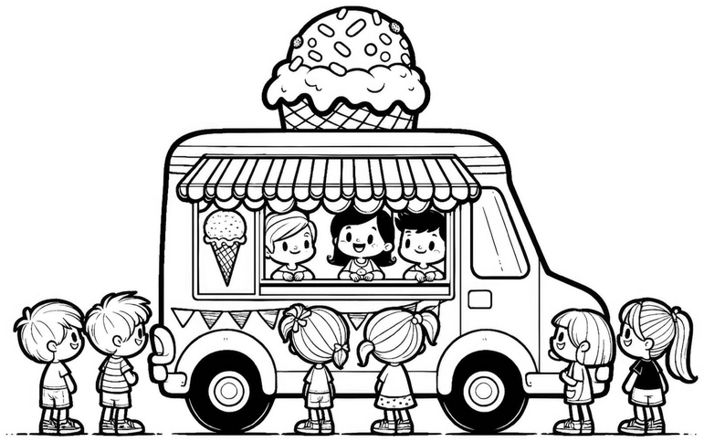 malvorlage-eiswagen-mit-kindern