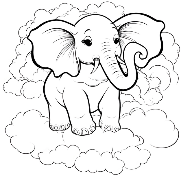 malvorlage-elefant-auf-wolken