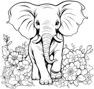 malvorlage-elefant-blumen-ausmalen