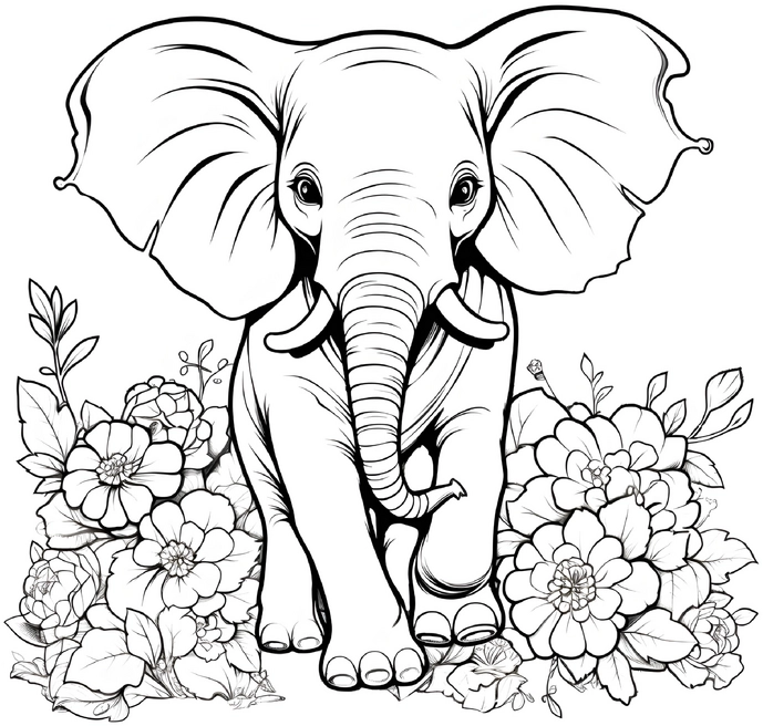malvorlage-elefant-blumen-ausmalen