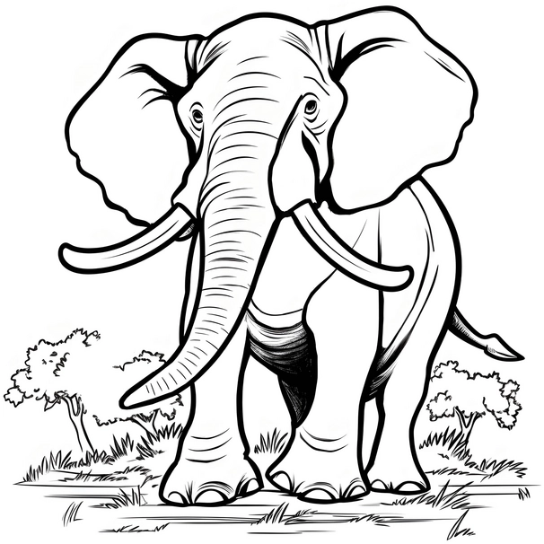 malvorlage-elefant-im-gruenen