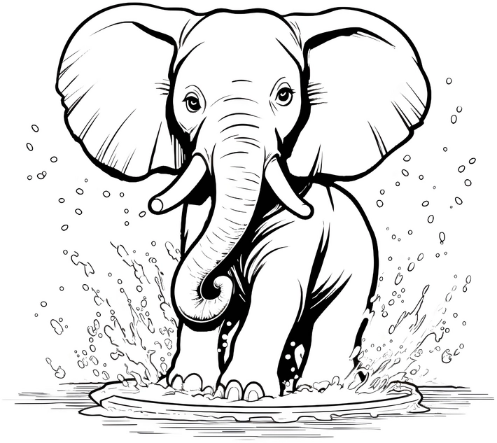 malvorlage-elefant-im-wasser