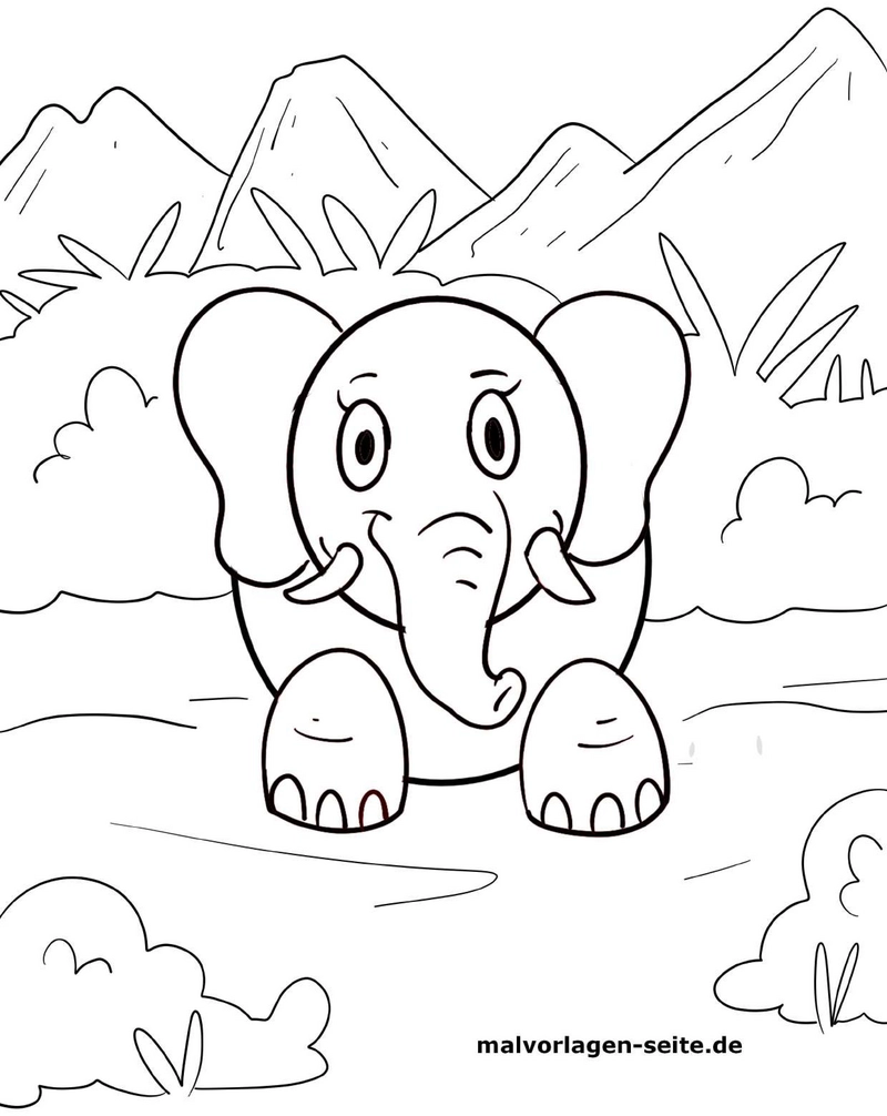 malvorlage-elefant-in-der-natur