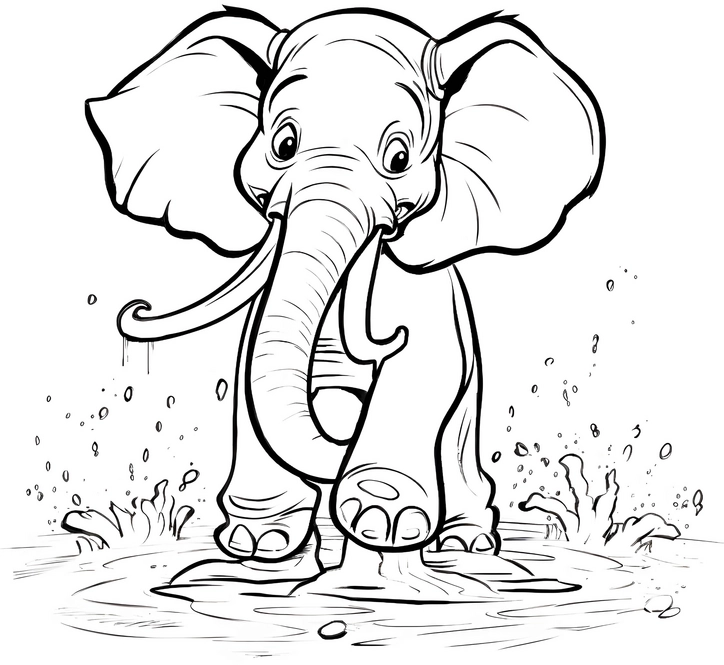 malvorlage-elefant-in-der-pfuetze