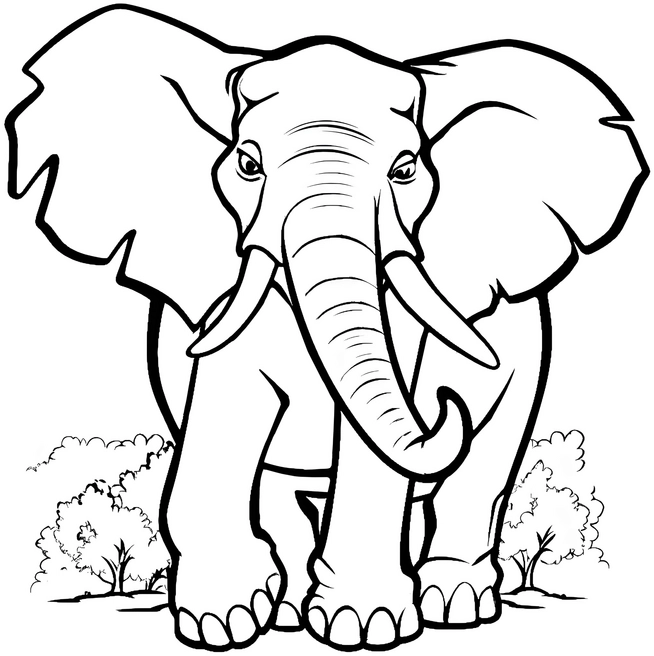 malvorlage-elefant-in-landschaft