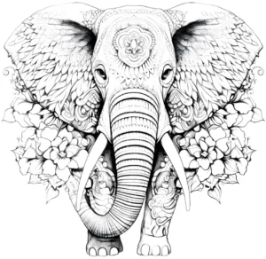 malvorlage-elefant-mit-blumen-ausmalen