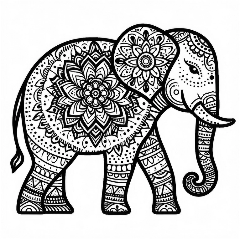 malvorlage-elefant-mit-mandala-muster-zum-ausmalen