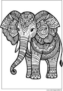 malvorlage-elefant-mit-mustern-zum-ausmalen