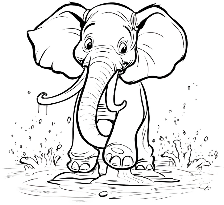 malvorlage-elefant-mit-wasserpuetze