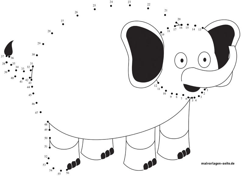 malvorlage-elefant-mit-zahlen-ausmalen