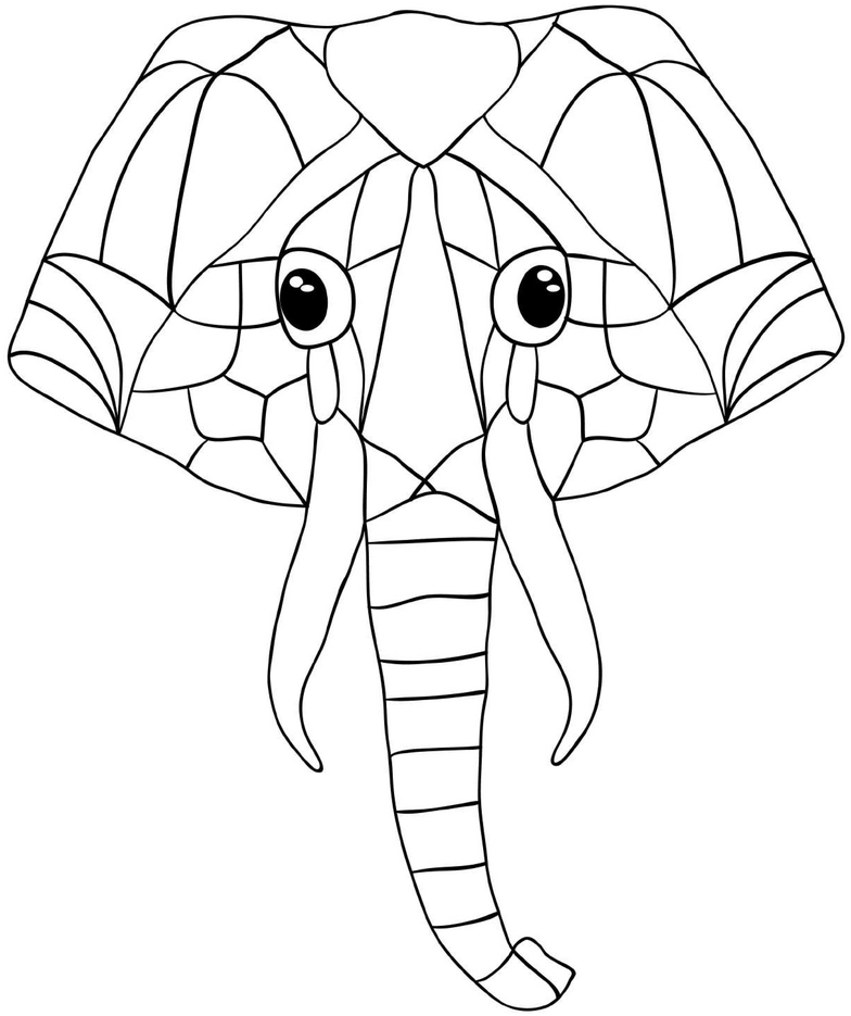 malvorlage-elefantenkopf-geometrische-muster
