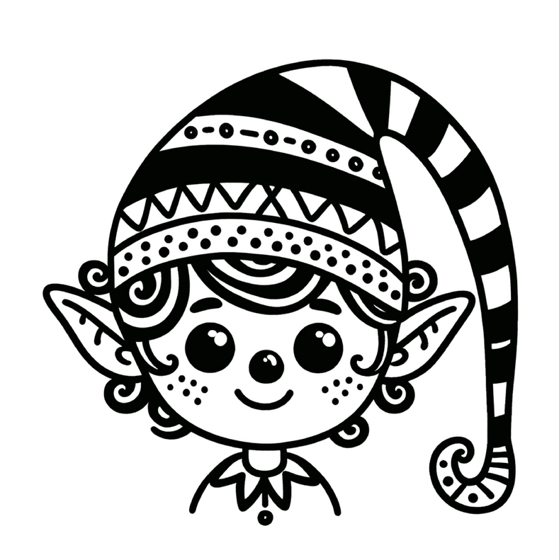 malvorlage-elfe-mit-gestreiftem-hut