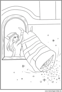 malvorlage-elfe-mit-sack-voller-sterne