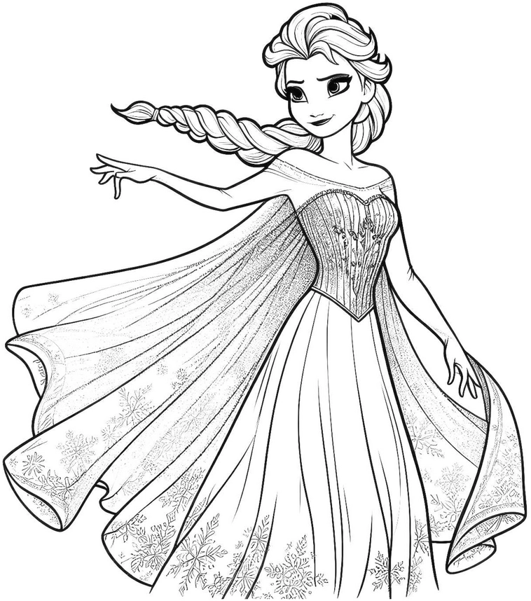 malvorlage-elsa-elegante-pose-details