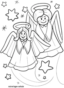 malvorlage-engel-fliegen-mit-sternen