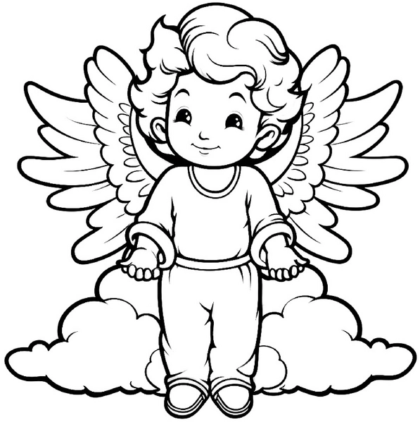 malvorlage-engel-mit-fluegeln-und-wolken