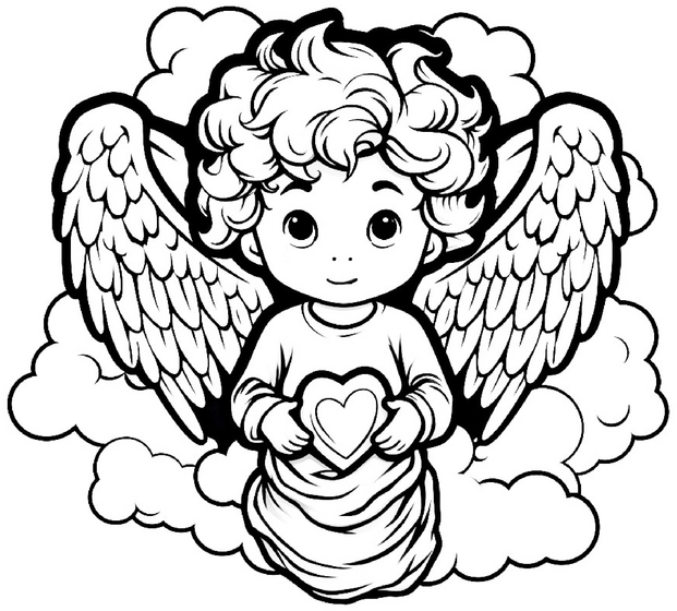 malvorlage-engel-mit-herz-und-wolken
