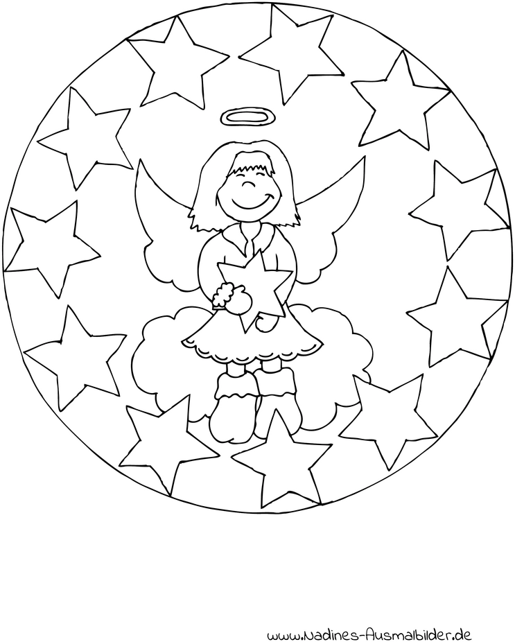 malvorlage-engel-mit-sternen-ausmalen